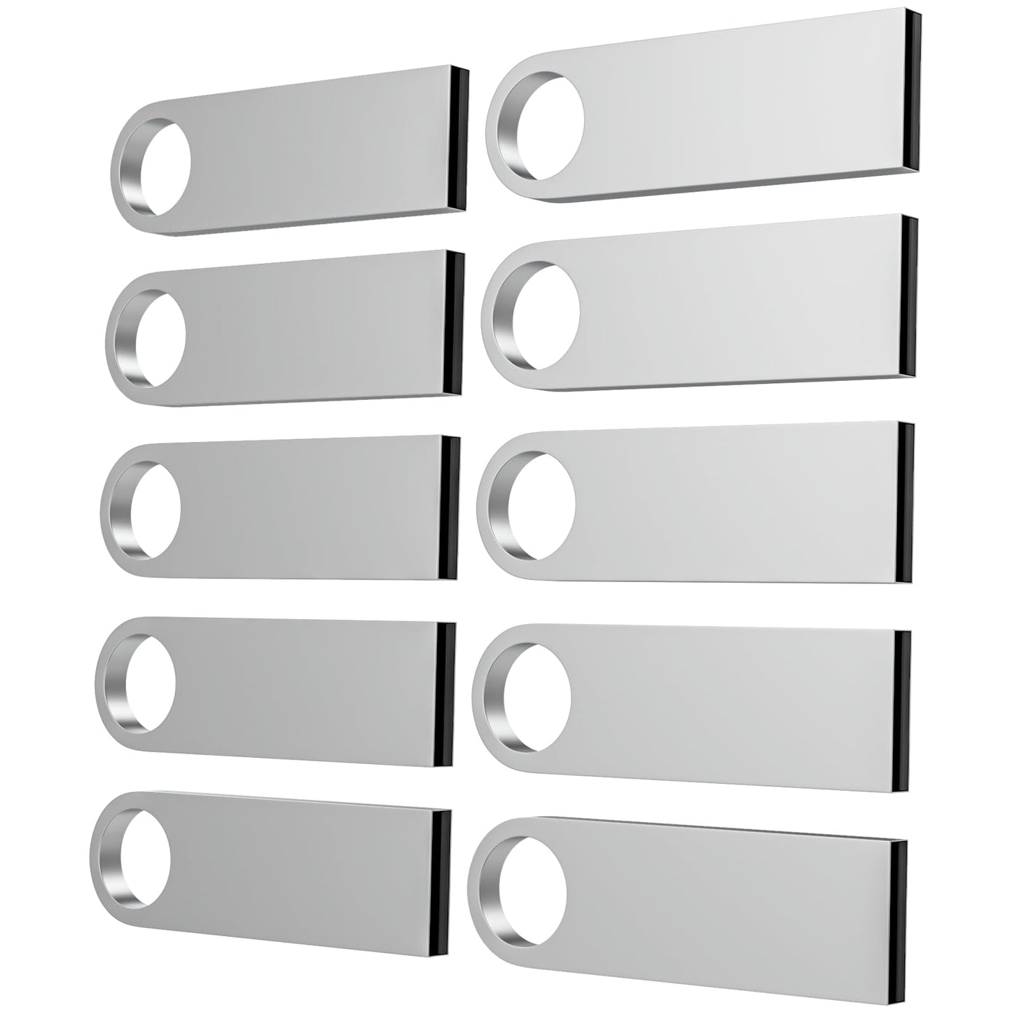 ABLAZE 8GB Flash Drive 10 Pack, Metal USB 2.0 Thumb Drives with Keychains USB Sticks Pendrives (Sliver)