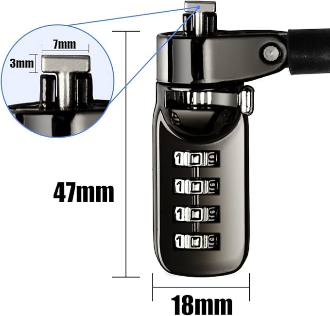 I3C Laptop Cable Lock 4 Digital Combination Lock Security Computer Cable Lock Anti Theft Combination Lock Compatible for Tablet Laptop (2 Packs)