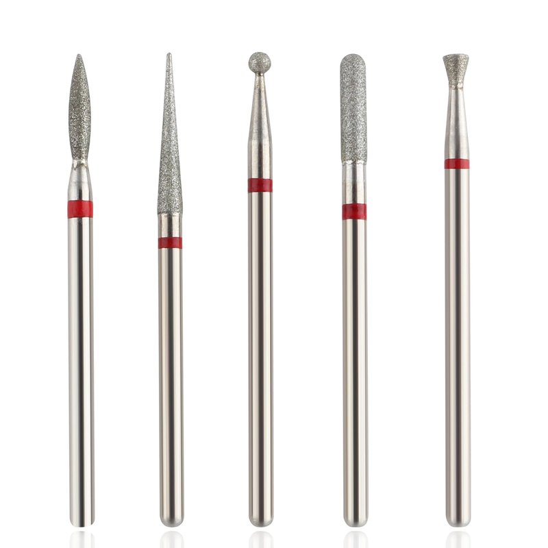 QUNZHAO 5Pcs Diamond Nail Drill Bits sets,3/32'' Professional Drill Machine Accessories Remove Nail Art Design Manicure (Pink 01set)