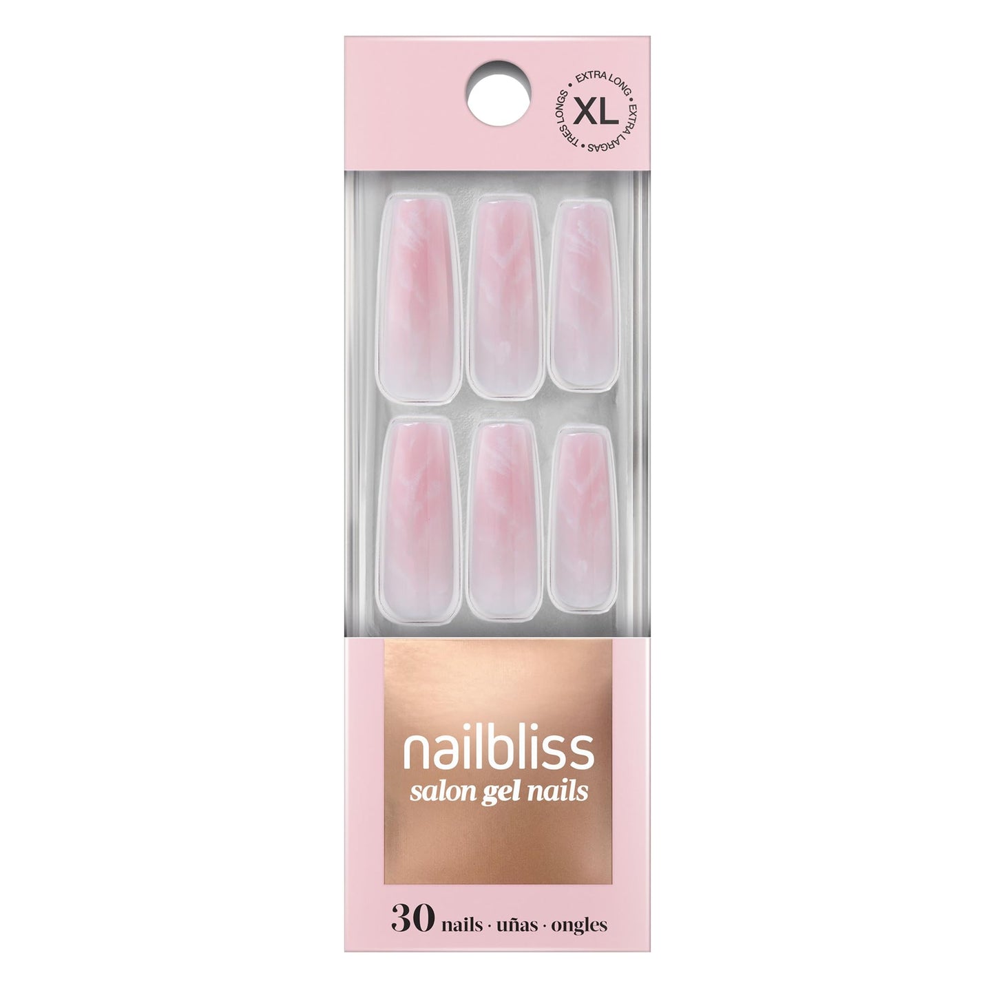 Dashing Diva Nailbliss XL Gel Manicure Set - Darling Dreamer - Salon Quality, Easy to Apply and Chip Resistant - Contains 30 Extra-Long Length, Square Shaped, Glue On Gel Nails