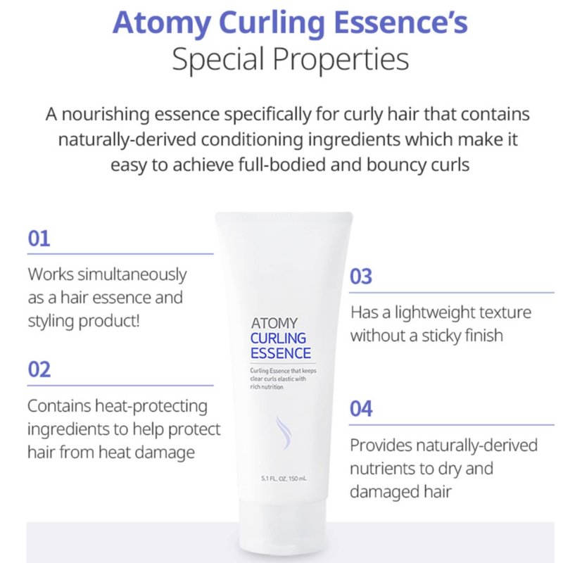 Atomy Hair Curling Essence - Korean Curl Enhancing Serum for Damaged Curly Hair