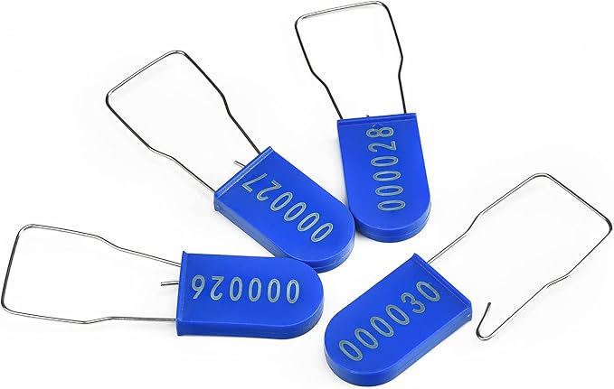 LeadSeals 1000PCS Plastic Padlock Security Seals Metal Wire Padlocks Electric Meter Lockout Tags Disposable Anti-Tamper Lock Numbered Anti Tamper Tags Blue
