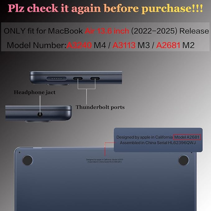 CISSOOK Compatible with MacBook Air 13.6 inch Case 2026 2025 2024 2022 Release M5 M4 M3 M2 Chip, Plastic Hard Shell Case Keyboard Cover for MacBook Air 13.6 inch A3449 A3240 A3113 A2681, Purple Marble