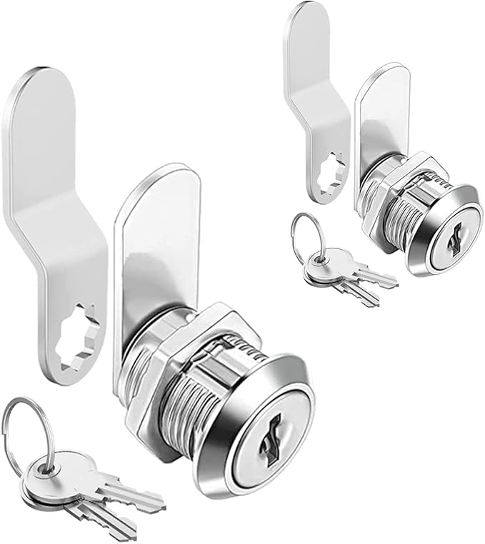 Sartatue Cabinet Cam Locks Keyed Alike, 5/8'' Fits on 3/8'' Max Door Thickness, Secure File Drawer Mailbox RV Storage Replacement Set, Zinc Alloy (5/8 Inch 2Pcs)
