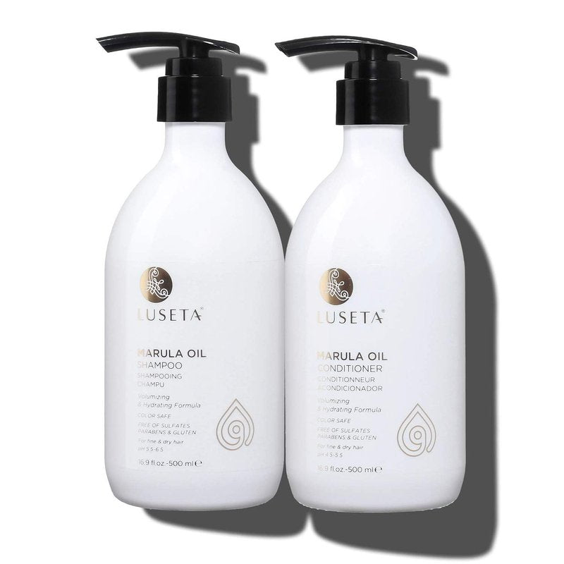Luseta Marula Oil Shampoo & Conditioner Set - Moisturizing for Frizz Control & Split End Repair | 2 x 16 Fl Oz