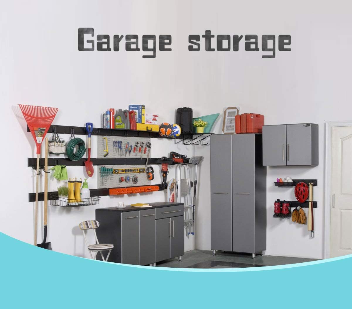 Ultrawall Tool Storage Rack - 13 PCS Adjustable Wall-Mounted Organizer | 64-Inch Heavy-Duty Steel System