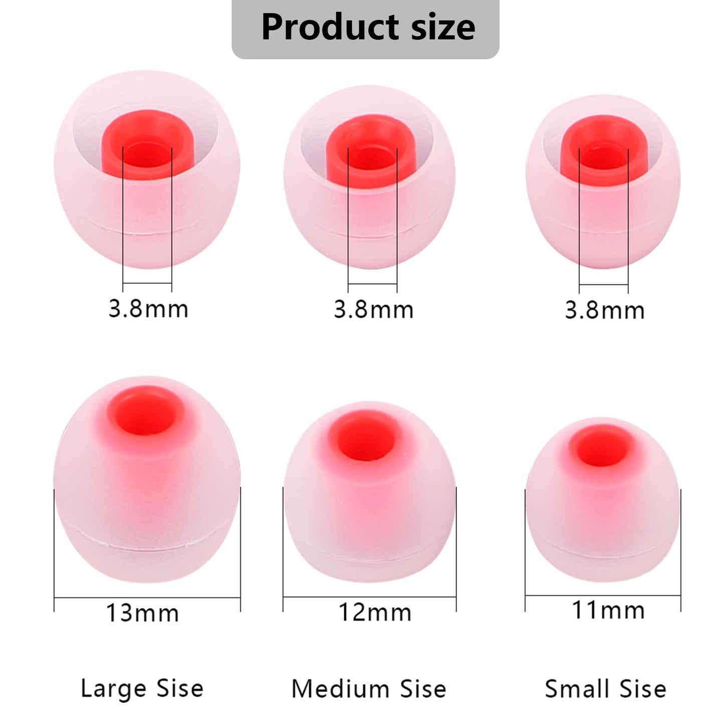 MMYQXI Silicone Replacement Earbud Tips Earbud Covers Ear Tips Fit for in-Ear Headphones (Inner Hole 3.8mm -5.1mm) Earbud Replacement Tips 9 Pairs, S/M/L