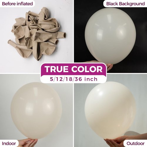 Bezente White Sand Latex Party Balloons - 150 Pack 5-Inch Matte Helium Balloons for Celebrations