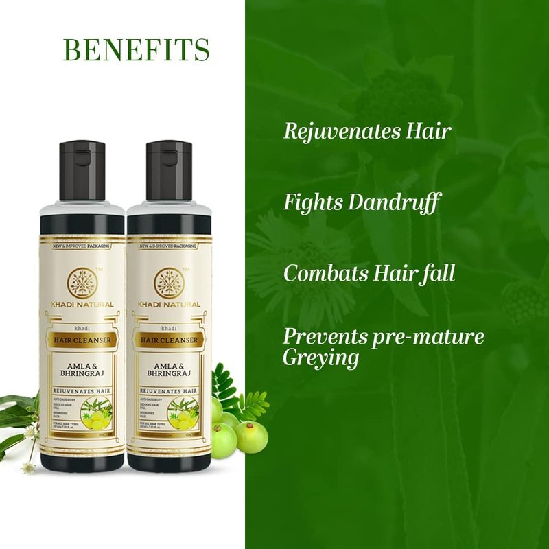Amla Bhringraj Herbal Shampoo - Natural Hair Care | 210ml (Pack of 2)