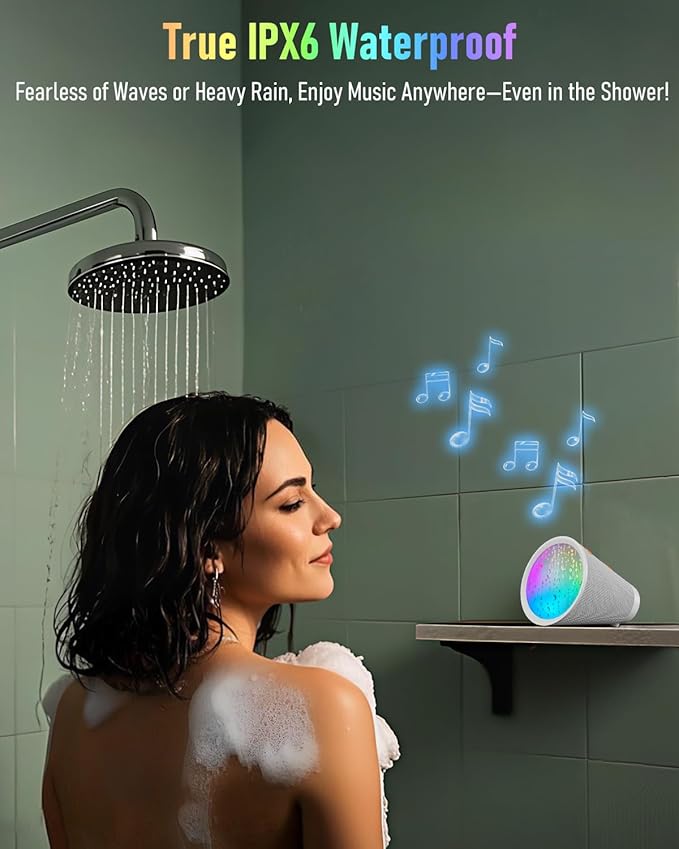 Gladorn Portable Bluetooth Speaker Wireless with 9 Color Lights, 20H Playtime, Stereo Pairing, Deep Bass, IPX6 Waterproof, Bluetooth 5.3, Small Speaker for Home, Party, Outdoor, Camping, Beach, Gift