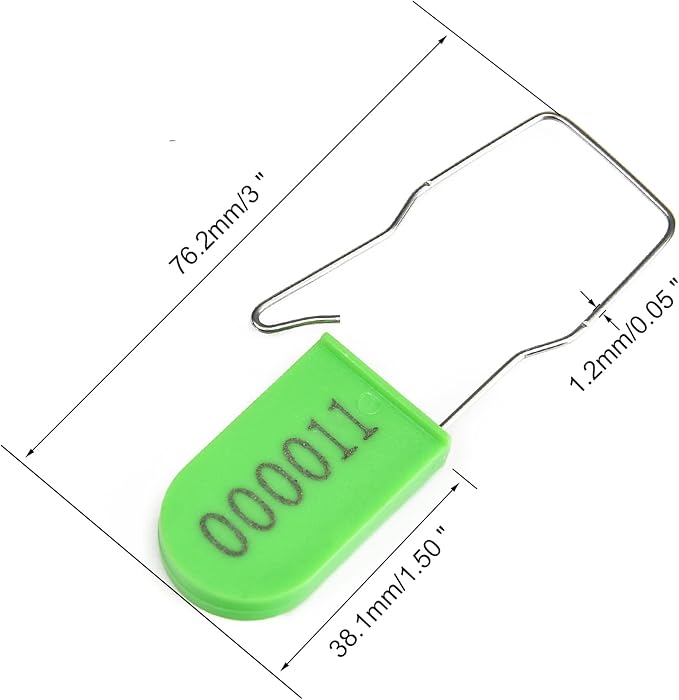 LeadSeals 500PCS Plastic Padlock Security Seals Metal Wire Padlocks Electric Meter Lockout Tags Self-Locking Numbered Anti Tamper Seal Tags Green