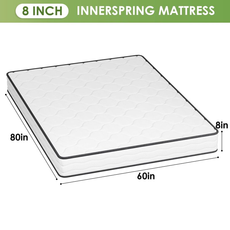 PayLessHere | 8 Inch Queen Mattress | Medium Firm Hybrid Mattress | White | with High-Density Foam and Breathable Cover | Pocket Spring Design, Pressure Relief | Bed in a Box, CertiPUR-US Certified