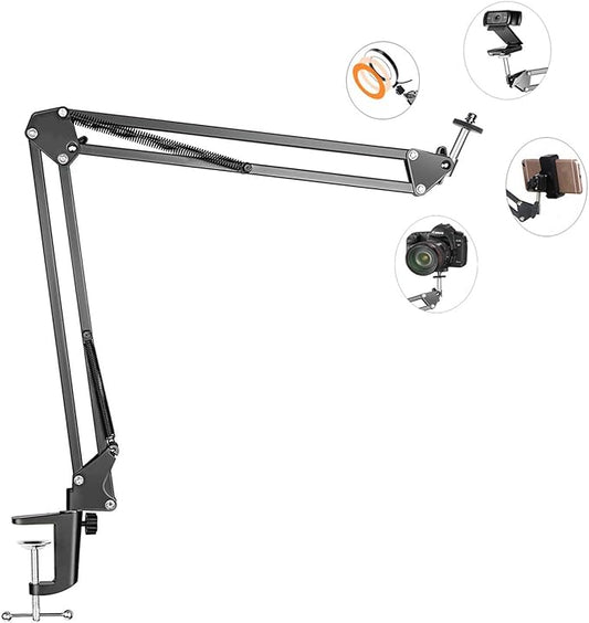 LenTok Overhead Tripod Mount for Camera Webcam Ring Light, Flexible Over Head Arm for iPhone with Phone Holder and Ball Head, Table Stand Accessory for Phone Video Recording Live Stream