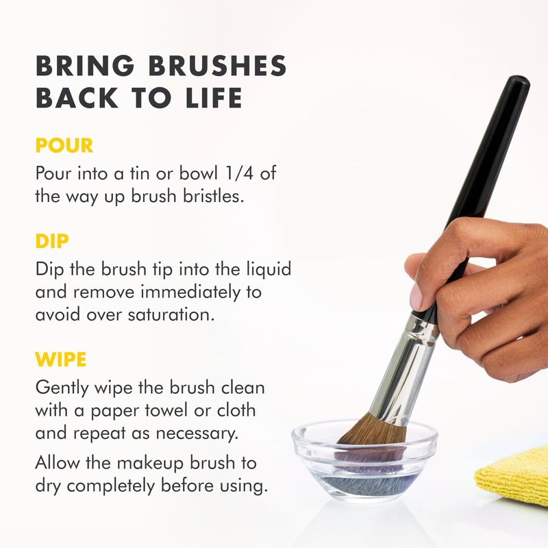Makeup Brush Cleaner Solution | Quick-Drying, Rinse-Free Formula - Removes Waterproof Makeup - Lemon Scent