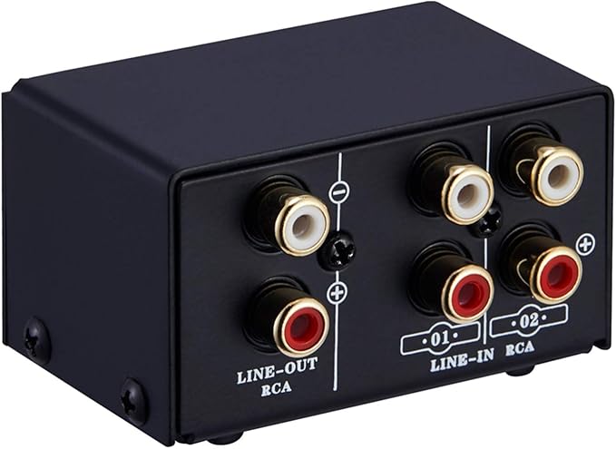 JINGFENG Audio Switcher RCA 2 in 1 Out/1 in 2 Out A/B Switch Stereo Audio Splitter Box with No Distortion RCA Jack for Switching Between Computer Speakers and Headphones