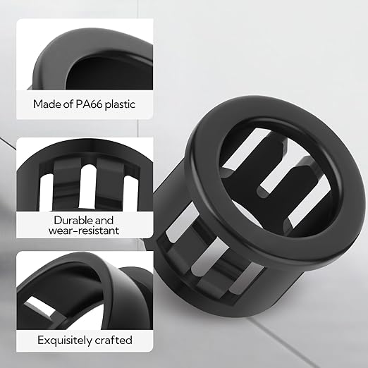 GAGIRA 200PCS 1/2" Black Cable Snap Bushing Grommet, Snap in Cord Bushing Protect Cables