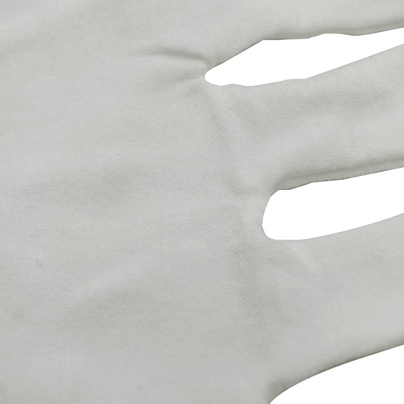 12 Pair White Cotton Gloves - 9 Inch Extra Large for Cosmetic Moisturizing & Jewelry Inspection