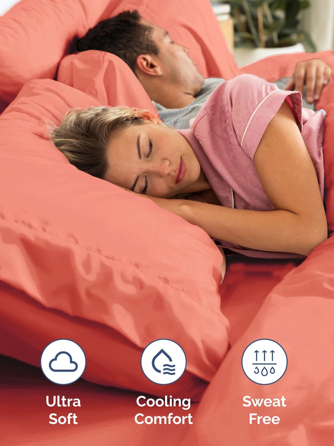 Skiennix Extra Deep Cal King Sheet Set - 6 Piece Breathable Cooling Bedding - Soft Coral Color, Wrinkle-Free