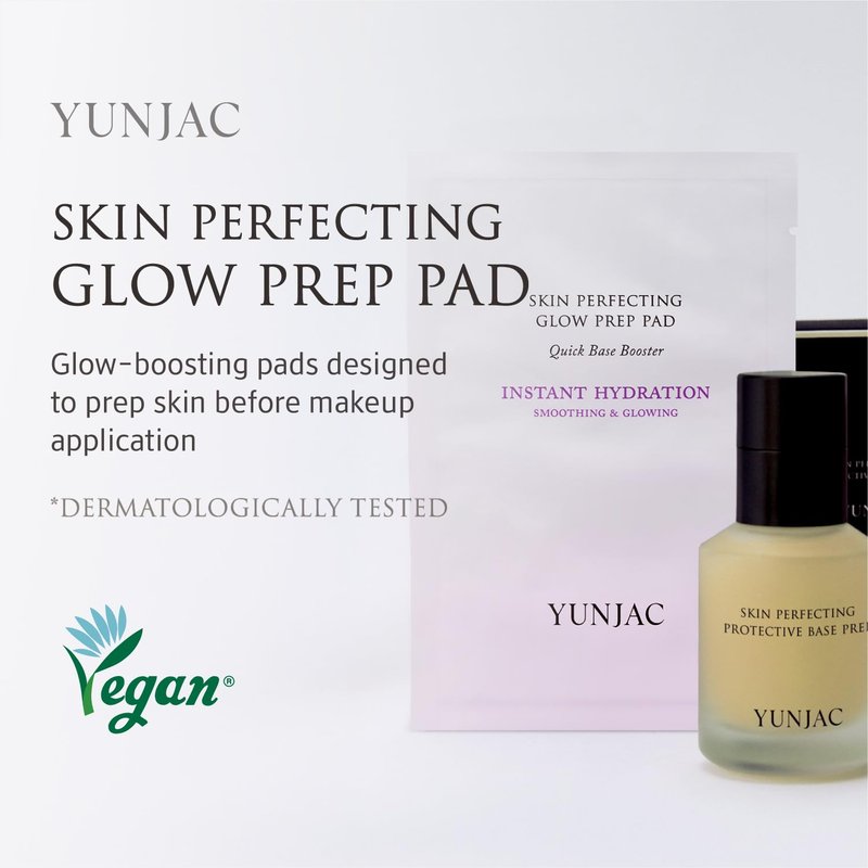 YUNJAC Skin Perfecting Glow Prep Pad (45pads) – Vegan Cotton Toner Pads for Smooth Texture & Makeup-Ready Ready glass skin – 3 Pads x 15ea