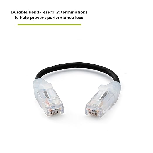 TRUECABLE Cat6 Component Rated Patch Cable, Unshielded (U/UTP), 6in, Black, 28AWG Stranded Pure Copper, Snagless 10G High-Speed Ethernet Cable, PoE++ 4PPoE 100W, UL Listed, RoHS-3, 5 Pack