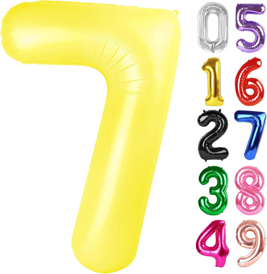 Yellow Number 7 Balloon - 40 Inch Giant Foil Balloon for 7th Birthday Party Decorations