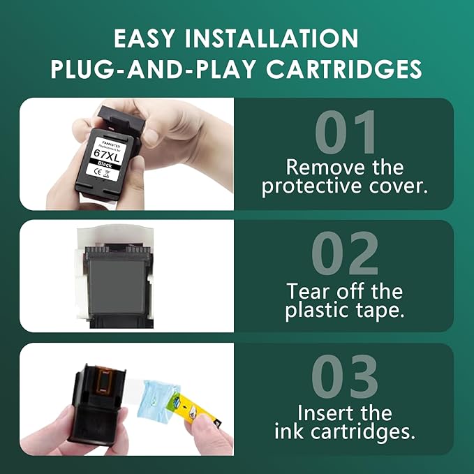 fannster 67XL Ink Cartridges Black Color Combo Pack Replacement for Ink 67 67XL 67XXL DeskJet 2755e 2755 2700e 2700 2734e 4155e Envy 6055e 6400 6000 Envy Pro 6458 Printer 1 Black