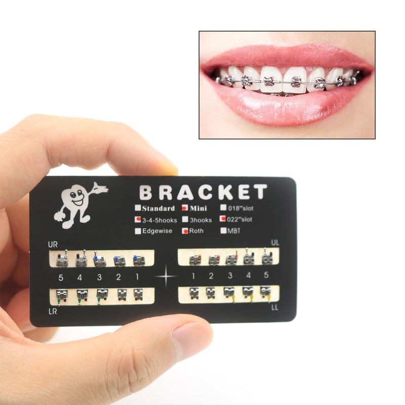 SEAVERRS 200pcs/Pack 022 Slot Bondable with Hook on 345 Teeth Model Mini Roth Brackets Roth,10 pieces per pack 20 pieces per pack.