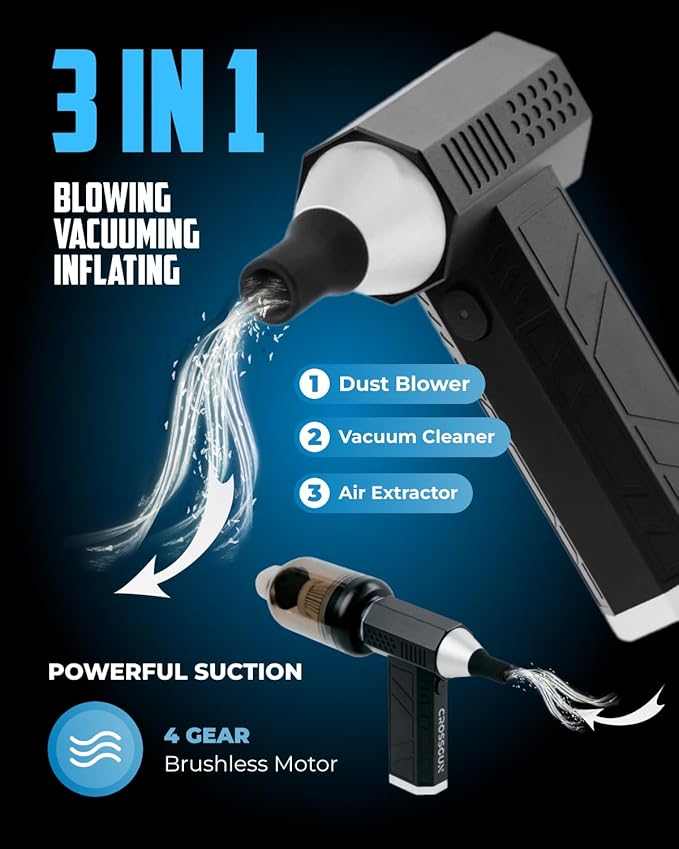 Owleys Portable Handheld Car Vacuum Cleaner with HEPA & Stainless Steel Filter, 6000–16000PA Suction, 85000 RPM Motor, 40-Min Battery Life, Cordless Mini Vacuum for Car, Home, and Office (13, Volts)