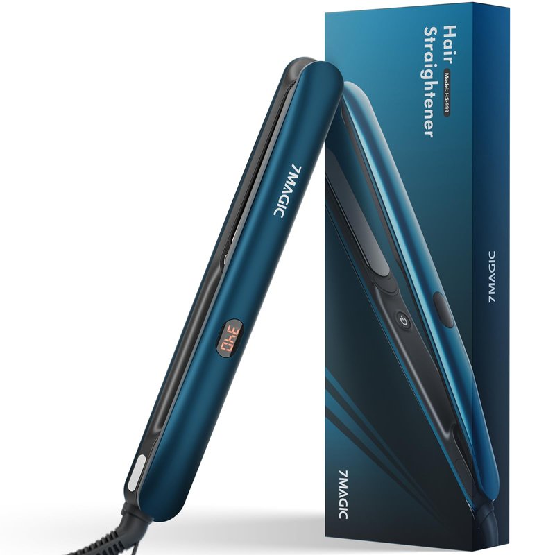 7MAGIC Hair Straightener 1 Inch Flat Iron Titanium Ceramic, Professional 2 in 1 Styling Tool with Fast Heat Up, Anti-Frizz Ionic & Floating Plates for Smooth Shiny Hair on All Hair Types