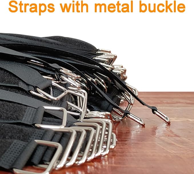VIGAER 8"12"18"24"30" Hook and Loop Fastening Cable Strap - 30 Pack Reusable Nylon Extend Securing Strap - Adjustable Cinch Strap with Buckle