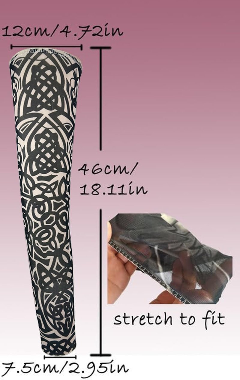 iToolai Temporary Tattoo Sleeves for Men, 8 pcs Set UV Protection Cooling Tattoo Arm Sleeves Slip on(Tribal Designs)