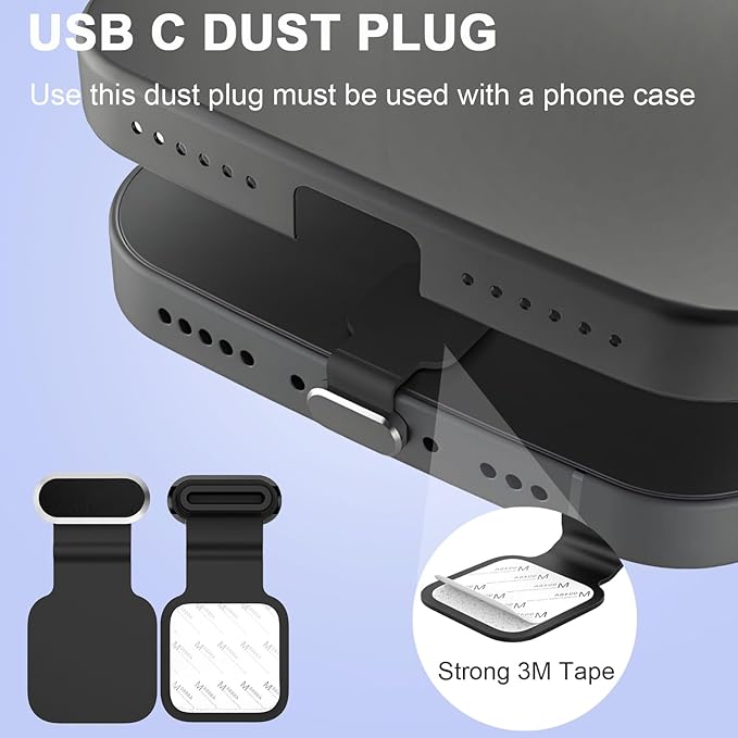 GOWEEWON 6 Pack USB C Dust Plug, Anti-Lost USB C Plug Cover USB C Charging Port Protector Cover with Speaker Dust Cover Compatible with iPhone, 16, 15 (Pro, Plus, Pro Max) iPhone 17