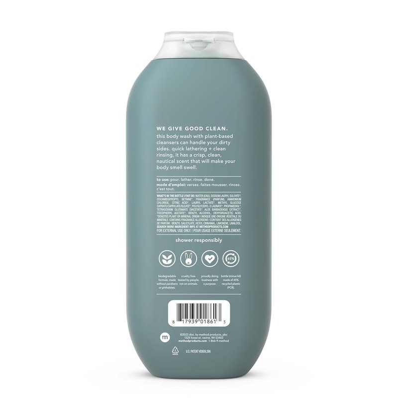 Method Men Body Wash - Sea and Surf Scent, Paraben-Free, Quick-Lathering Cleanser | 18 oz (Pack of 3)