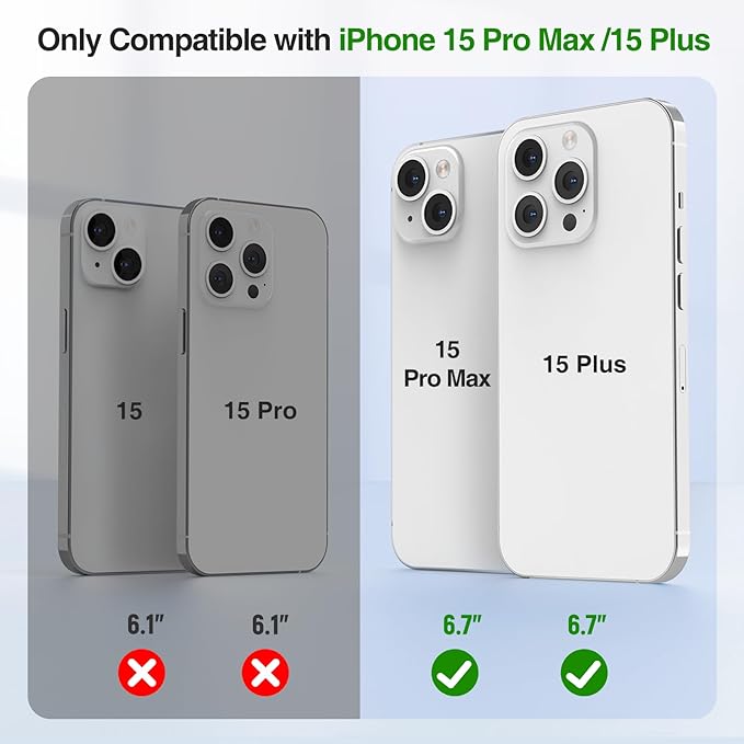 GIN FOXI Battery Case for iPhone 15 Pro Max/15 Plus, Charging Case Charger 7000mAh Portable Rechargeable Cover 15W Fast Ultra Slim Extended Battery Pack Juice Box Built-in Cable,Grey(6.7”)