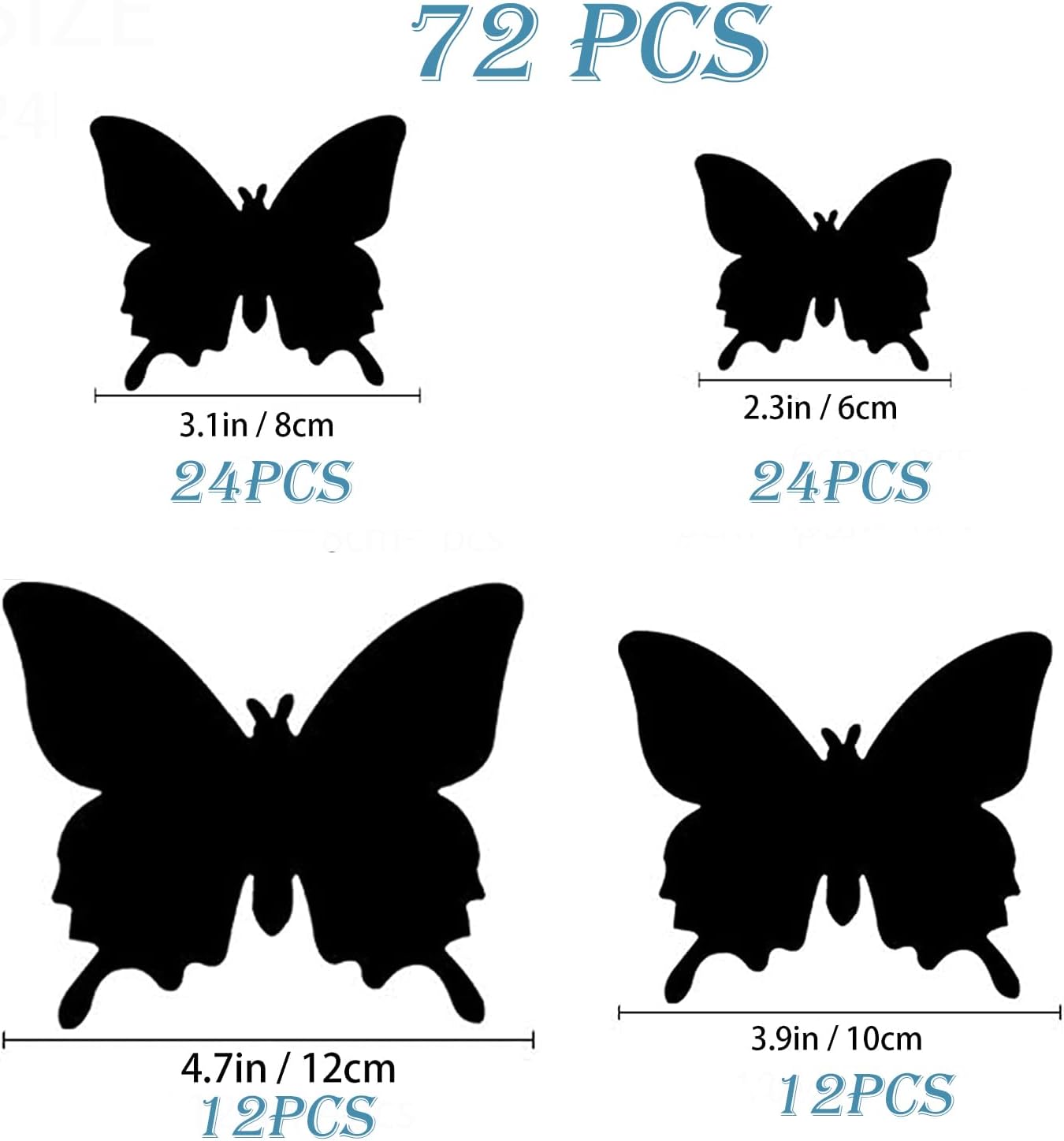 OPSEAM 3D Butterfly Wall Decor - 72 PCS Magnetic Stickers for Party Decorations | White