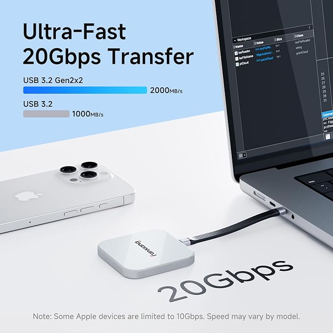 500GB Magnetic External SSD,2000MB/s Type-C USB 3.2 Gen 2x2 Portable SSD,Ultra-Slim External Hard Drive,4K ProRes Recording & Store,External Solid State Drive for iPhone15/16/17/Android/PC/Mac -PS2005