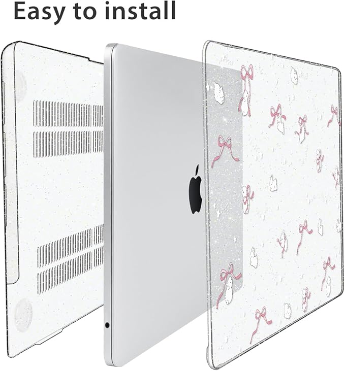 HOHAIYOO for 2026 2025 2024-2022 MacBook Air 13 inch Case M5 A3449 M4 A3240 M3 A3113 M2 A2681 with Touch ID& 13.6" Liquid Retina Display, Hard Shell&Keyboard Cover&Screen Film&Webcam Cover, Bunny-P