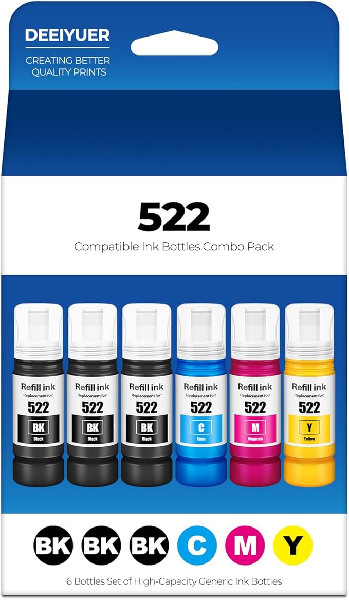 Compatible for EPT522 Ink Refill Bottles ET-2800 ET-4800 ET-2400 ET-2803 Compatible for Eco Tank EPT522 Ink Bottles Use for Eco Tank ET-2400 ET-2720 ET-2800 ET-2803 ET-4800 ET 2800 ET 4800 Printers