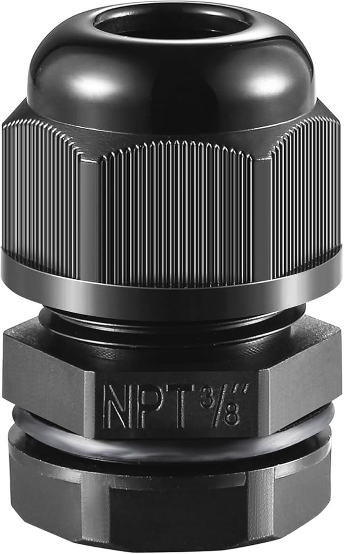RTHIEAI 25 PCS 3/8"(5-10mm) NPT Nylon Cable Gland Joints with Gaskets, IP68 Adjustable Lock Nut Strain Relief Cord Grip Waterproof Cable Glands - UL Listed and RoHS Compliant