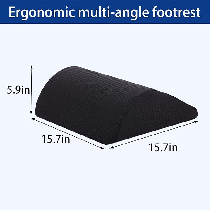 Opuvidity Foot Rest for Under Desk at Work, Ergonomic Under Desk Footrest with Washable Cover for Office, Home & Gaming Leg Elevation Pillow Black