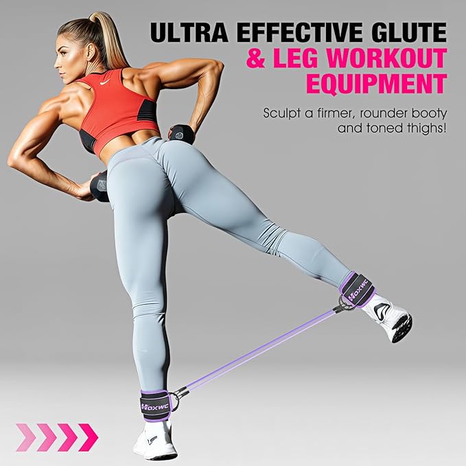 HOXWC Ankle Resistance Bands, Ankle Bands with Cuffs for Working Out, Exercise Bands for Butt Lift, Training Workout for Kickbacks Hip Gluteus Training Exercises, Glutes Workout Equipment for Women