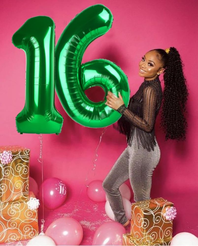 Skiennix 40-Inch Dark Green Number Balloons - Happy Birthday & Wedding Anniversary Decor