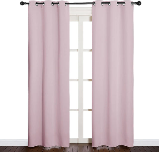 NICETOWN Blackout Curtains - Thermal Insulated Grommet Panels for Girls Room | Lavender Pink, 34 x 84 Inches