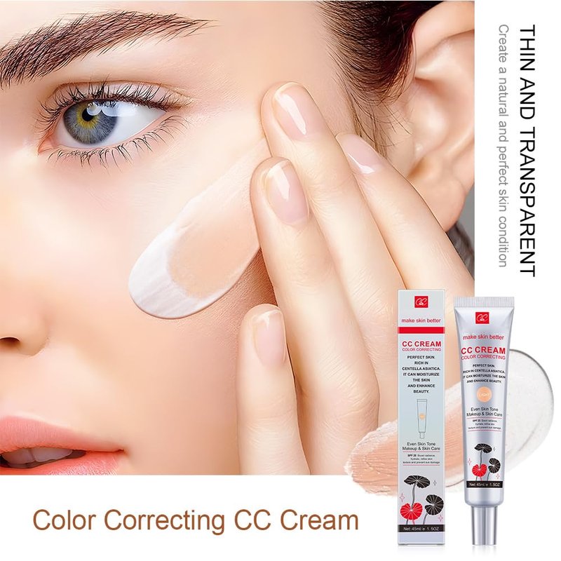 Color Correcting CC Cream with SPF 25, Coverage Lightweight Foundation, Hydrating Serum, Even Skin Tone Makeup and Skin Care, Refine Skin Texture, Avoid Sun Damage