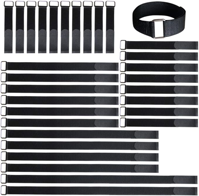 VIGAER 8"12"18"24"30" Hook and Loop Fastening Cable Strap - 30 Pack Reusable Nylon Extend Securing Strap - Adjustable Cinch Strap with Buckle