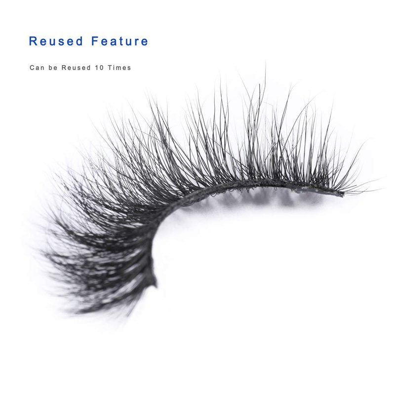 Miss Kiss Real 3d Mink Lashes Natural Look, Curly Fluffy False Eyelashes Strip, Soft Cat Fake Eye Lash Can be Reused for Women 1 Pair 12mm Length
