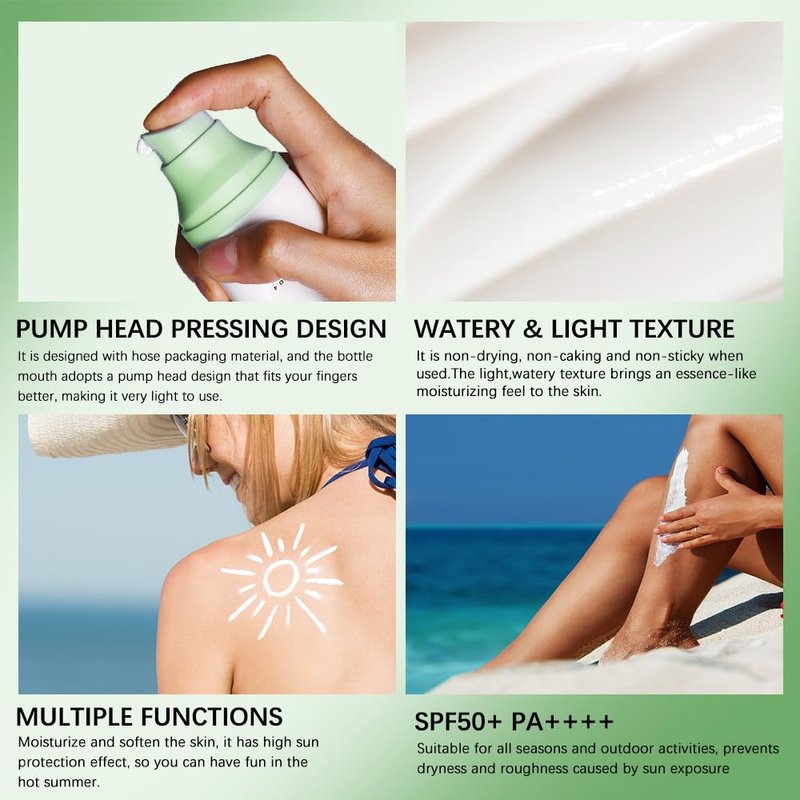 2 Pcs Centella Sunscreen, Centella Water-Fit Sun Serum SPF 50+ Light & Smooth Hyalu Cica Sunscreen