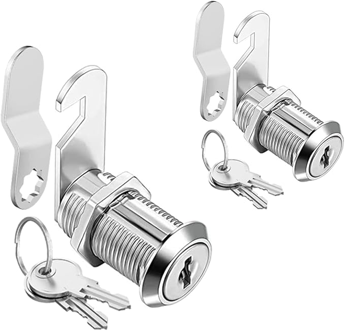 Sartatue Cabinet Cam Locks Keyed Alike, 1-1/8'' Fits on 7/8'' Max Door Thickness, Secure File Drawer Mailbox RV Storage Replacement Set, Zinc Alloy (1-1/8 Inch 2Pcs)
