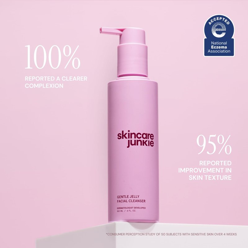 Skincare Junkie Jelly Facial Cleanser, Purifying Gel Cleanser for Normal to Oily Skin with Hyaluronic Acid, Ceramides, Niacinamide, No Synthetic Fragrance, Dermatologist Developed, 6 OZ
