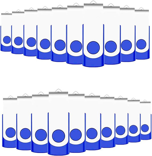 256MB Bulk Flash Drive 50 Pack EASTBULL FAT32 USB 2.0 Drive Pack (Blue)